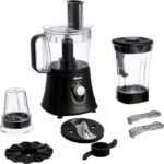 محضر طعام ميانتا 800وات 26وظيفة وكبة 2لتر ملحق خلاط 1.5لتر خافق للبيض والعجين+مطحنة بن وتوابل سرعتان اسودFP141022B