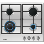 مسطح اوشن 60سم غاز ستانلس 4شعلة شكل مميز ولكل عين حمالة منفصلة حوامل زهر اشعال ذاتى امان كامل اربع مفاتيح امامية للتحكم ايطالي PW64IPRO