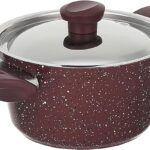 توب شيف حلة جرانيت مقاس 18 بغطاء اللون بورجاندي