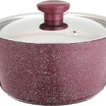 توب شيف حلة جرانيت مقاس 20 بغطاء استانلس اللون بورجاندي