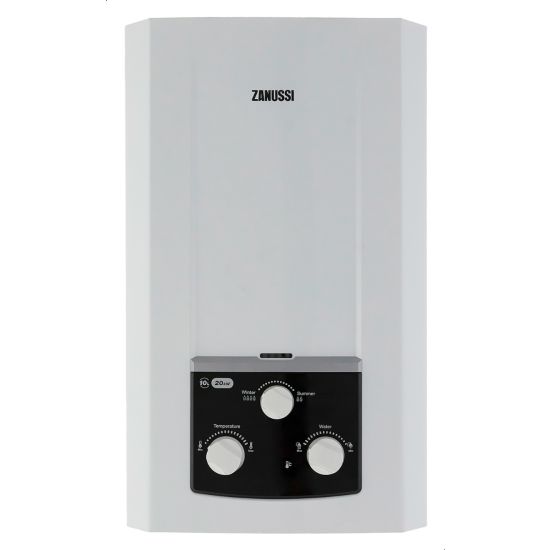 Zanussi GAS WATER HEATER DELTA 10L WITH CHIMENY SILVER ADABTER VEKY 4 WITH ELECTRIC POWER ADABTER