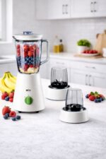 خلاط براون 500وات مطحنة+كبة ابيضJB0123WH