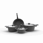 طقم توب شيف 7ق مدور رمادي(18-20-24)مقلاية24