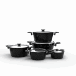 طقم توب شيف  10 قطعه مدور اسود  (  18 / 20 / 22 / 24 / 28 )