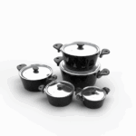 ⁦طقم توب شيف  10 قطعه مدور اسود  (  18 / 20 / 22 / 24 / 28 )⁩ - الصورة ⁦2⁩