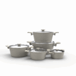 طقم توب شيف  10 قطعه مدور بيج  (  18 / 20 / 22 / 24 / 28 )