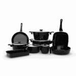 توب شيف طقم 14 قطع مدور اسود ( 28/ 20/24/ 18)+صينية 30+مقلاية 26-+جريل 28+لبانة 16+طاجن 30