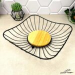 ⁦طبق فاكهة معدن مربع اسود⁩ - الصورة ⁦2⁩