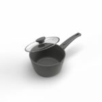 ⁦كسروله توب شيف 18 مدور رمادى غطاء بيركس⁩ - الصورة ⁦3⁩