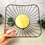 طبق فاكهة معدن مربع اسود