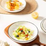 طقم فطار بورسلين 6ق مخروطي ابيض مضلع