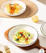 طقم فطار بورسلين 6ق مخروطي ابيض مضلع