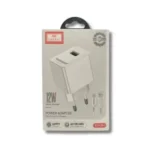 ⁦شاحن حائط ايرلدوم USB-A مع كابل شحن USB-A الي USB-C وات12 ابيض Charger Earldom EU43M⁩ - الصورة ⁦2⁩