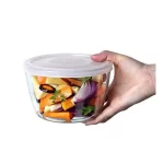 ⁦علبة ثلاجة بيركس مدورة غويطة 1.10 لتر 15 سم بغطاء شفاف⁩ - الصورة ⁦2⁩