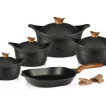 طقم جرانيت 9 ق موديل كورى حلة 32 سم + جريل KAZAN / BLACK MAT