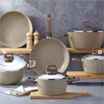 طقم حلة ايكوتن جيرانيت 10ق كريمي