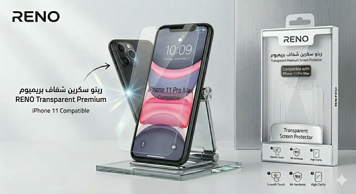Gemini_Generated_Image_hykiu3hykiu3hyki (1) ACCESS رينو سكرين شفاف بريميوم IP11 PRO MAX - الصورة 1