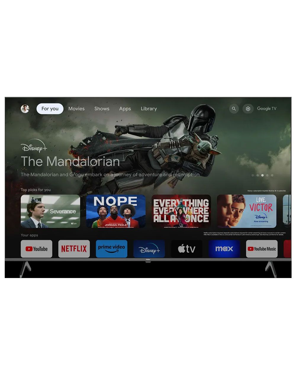 tv364 شاشة هاير سمارت 65 بوصة ريسيفير داخلي خاصية H65K80EU GOOGLE TV - الصورة 1