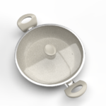 ⁦طبق بيض توب شيف 26 مدور بيج بغطاء زجاجى فريم استانلس⁩ - الصورة ⁦3⁩