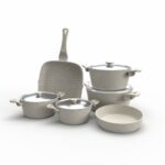 طقم توب شيف10ق مدور بيج(18-20-24-28)جريل28 صنية26