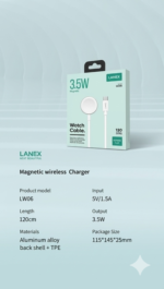 ⁦كابل لانكس شاحن ساعة مغناطيسي  3.5وات 120سم ابيض Lanex Watch Cable⁩ - الصورة ⁦3⁩