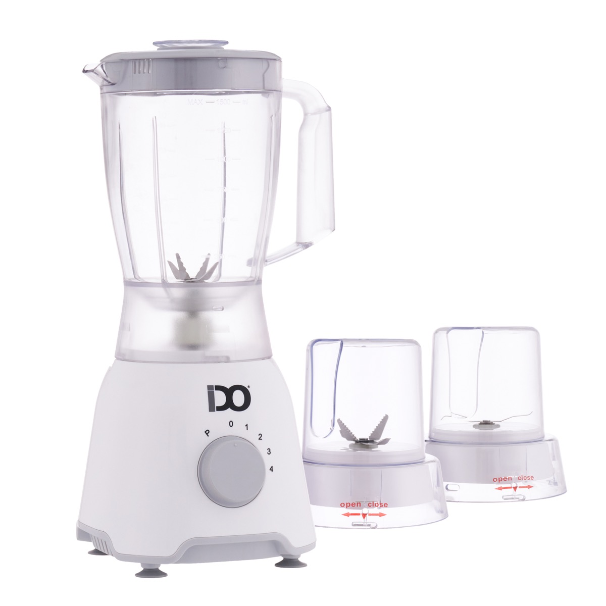 62d2844cc8c3fea23d9045ee9482b55307b30477_ido_blender_with_2_grinders_1.5_liters_600_watt_white___blgr600_wh_2_ خلاط اي دو 600وات 2مطحنة 4سرعات مع وظيفة النبض 4شفرات من الفولاذ المقاوم للصدأ 105-BLGR600-WH - الصورة 1